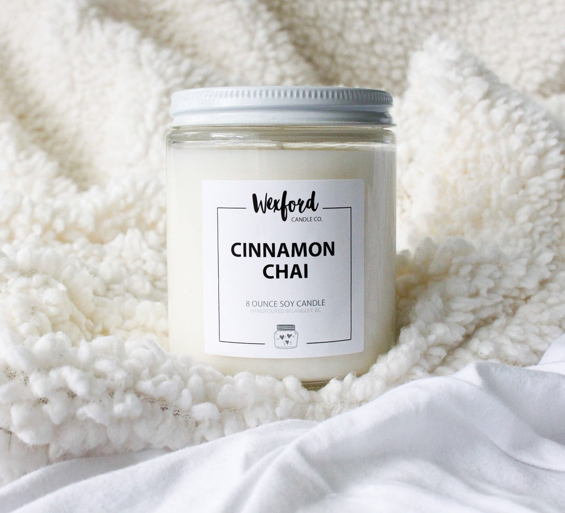 Cinnamon Chai soy candle by Wexford Candle Co. — candle care tips