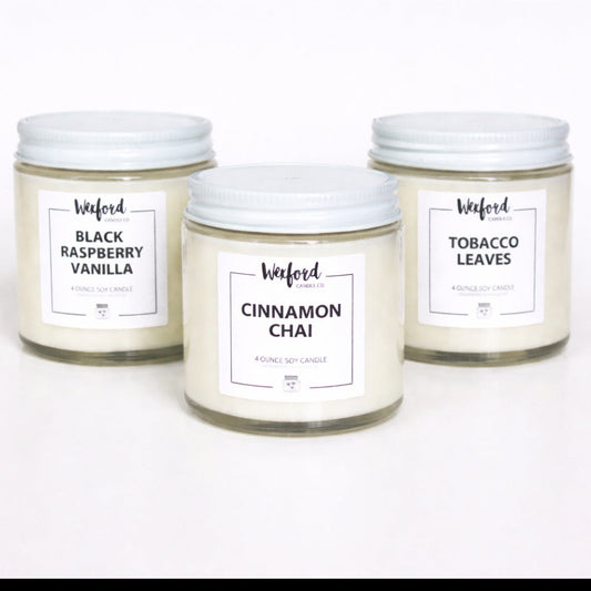 Best seller candle bundle with Cinnamon Chai, Black Raspberry Vanilla and Tobacco Leaves