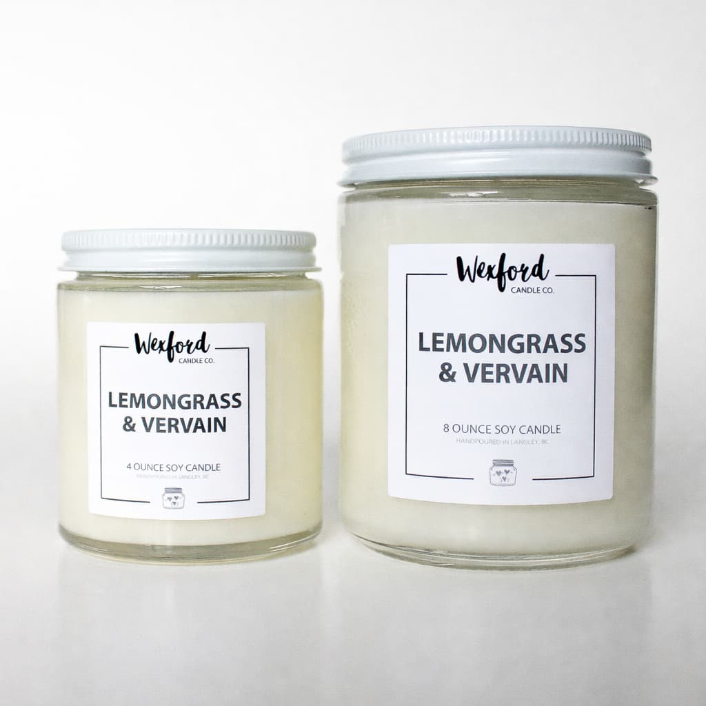 Lemongrass and Vervain soy candle 4 oz and 8 oz