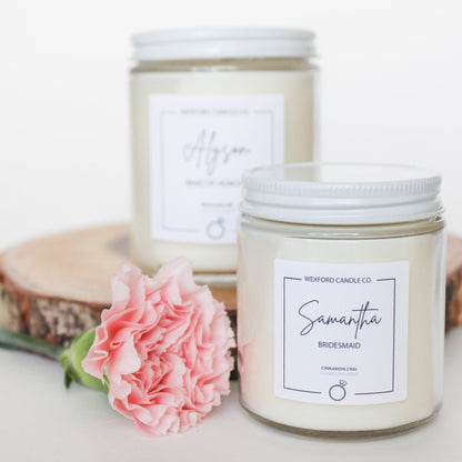 Personalized bridesmaid proposal soy candle 4 oz custom wedding party gift