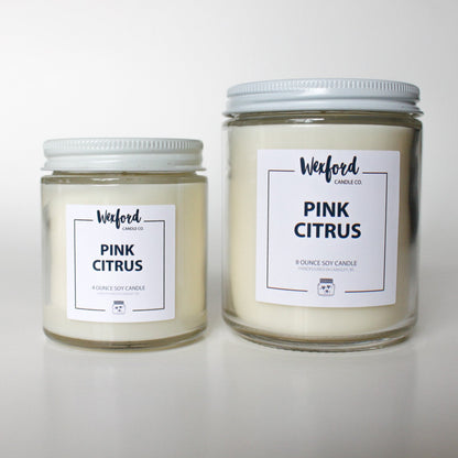 Pink Citrus soy candle 4 oz and 8 oz